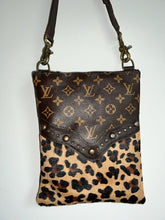 Load image into Gallery viewer, Cristina Crossbody with Leopard cowhide & Repurposed LV