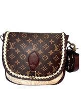 Load image into Gallery viewer, San Ynez Saddle Bag Embossed Ivory Rose/Brown