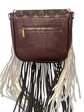 Load image into Gallery viewer, San Ynez Saddle Bag Embossed Ivory Rose/Brown