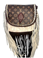 Load image into Gallery viewer, San Ynez Saddle Bag Embossed Ivory Rose/Brown