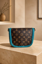 Load image into Gallery viewer, Peacock Blue Barbie & Repurposed LV Canvas