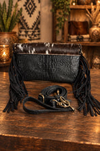 Load image into Gallery viewer, Elena Petite Clutch in Black Crocco Tooled leather