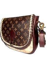 Load image into Gallery viewer, San Ynez Saddle Bag Embossed Ivory Rose/Brown
