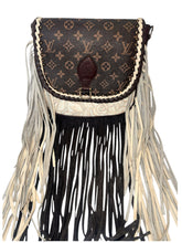 Load image into Gallery viewer, San Ynez Saddle Bag Embossed Ivory Rose/Brown