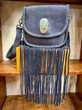Load image into Gallery viewer, Saint Cloud GM Epi Leather Black with Tibetan Silver & Turquoise Medallion