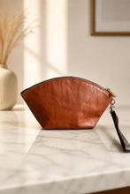 Load image into Gallery viewer, Jet Set Medium Leather Travel Kit / Cosmetic bag with designer striped
