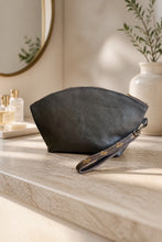 Load image into Gallery viewer, Jet Set Medium Leather Travel Kit / Cosmetic bag with designer striped