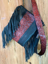 Load image into Gallery viewer, Sergios Stunning Black & Red Fringe Crossbody