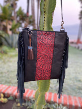 Load image into Gallery viewer, Sergios Stunning Black & Red Fringe Crossbody