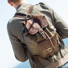 Load image into Gallery viewer, Soft Leather Olive Green Backpack