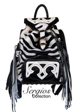 Load image into Gallery viewer, The “Charisse” Exotic Zebra Cowhide Backpack