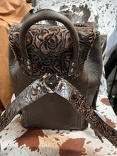 Load image into Gallery viewer, The Jody Deluxe backpack in brindle Hyde and silver western buckles