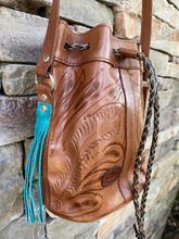 Load image into Gallery viewer, Sergios Handmade Tooled Drawstring Bag