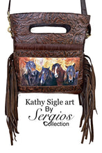Load image into Gallery viewer, Kathy Sigle Art on Soft Embossed Leather Handbag by Sergios Collection