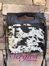 Load image into Gallery viewer, Cowhide Crossbody with Square Leather Handel