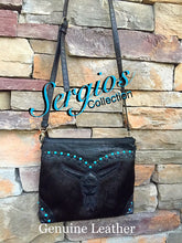 Load image into Gallery viewer, Black beauty longhorn with turquoise stone studs