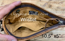 Load image into Gallery viewer, Sergios Turquoise Acid wash Cowhide Wristlet