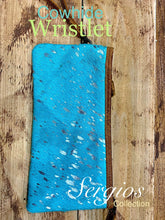 Load image into Gallery viewer, Sergios Turquoise Acid wash Cowhide Wristlet