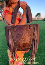 Load image into Gallery viewer, Embossed and Fringe Large Tote