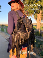 Load image into Gallery viewer, Swarovski crystal Embellished "Black beauty" Cowhide Backpack