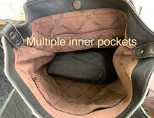 Load image into Gallery viewer, Cowhide hair on large tote bag