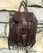 Load image into Gallery viewer, Soft Leather Olive Green Backpack