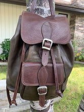 Load image into Gallery viewer, Soft Leather Olive Green Backpack