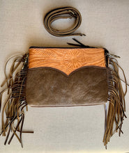 Load image into Gallery viewer, Tooled and cowhide crossbody