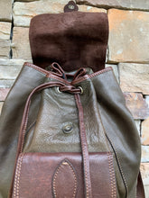 Load image into Gallery viewer, Soft Leather Olive Green Backpack