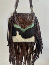 Load image into Gallery viewer, Embossed and cowhide leather crossbody/Hipster bag