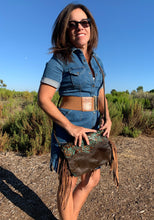 Load image into Gallery viewer, Embossed and Cowhide leather Crossbody/Hipster