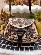 Load image into Gallery viewer, Handmade/ hand tooled/hand painted crossbody bag