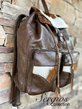 Load image into Gallery viewer, Backpack brown soft leather and hair on hyde