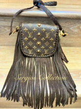 Load image into Gallery viewer, The Barbie mini saddle bag with repurposed LV canvas