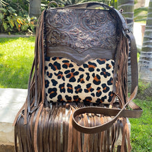 Load image into Gallery viewer, Embossed and cowhide leather crossbody/Hipster bag
