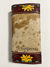 Load image into Gallery viewer, Beautiful hand tooled and paint wallet .