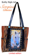 Load image into Gallery viewer, Sergios Collection design featuring Kathy Sigle art in this one of a kind limited edition tote