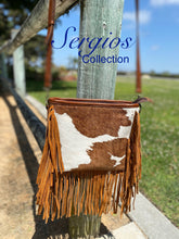 Load image into Gallery viewer, Sergios crossbody cowhide bag in palomino color