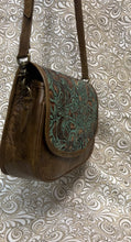 Load image into Gallery viewer, Santa Barbara Saddle bag style WITH FLORAL TURQUOISE