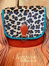 Load image into Gallery viewer, Sergios Santa Inez style leopard and turquoise crossbody