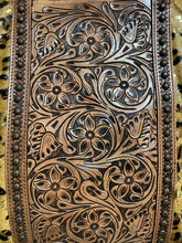 Load image into Gallery viewer, Mega Tote Golden Cheetah & Tooled Leather
