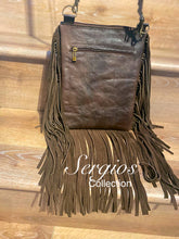 Load image into Gallery viewer, Sergios most popular crossbody made with Tooled leather and cowhide combination