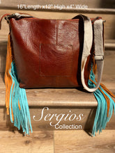 Load image into Gallery viewer, Tote made with genuine leather and cowhide hair on .