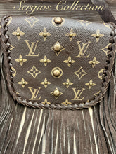 Load image into Gallery viewer, The Barbie mini saddle bag with repurposed LV canvas