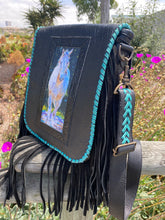 Load image into Gallery viewer, Kathy Sigle Art in a soft Sergios Collection black leather crossbody