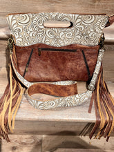 Load image into Gallery viewer, Cowgirl Tote, Ivory floral embossed leather