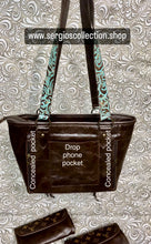 Load image into Gallery viewer, The Dallas Large Tote with authentic designer canvas and embossed leathers