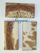 Load image into Gallery viewer, Tooled leather & cowhide wallet