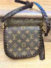 Load image into Gallery viewer, The Barbie mini saddle bag with repurposed LV canvas