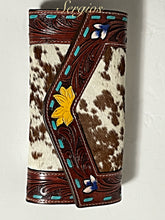 Load image into Gallery viewer, Beautiful hand tooled and paint wallet .